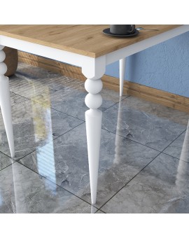 Τραπέζι Rosette pakoworld φυσικό-λευκό 120x70x73.8εκ