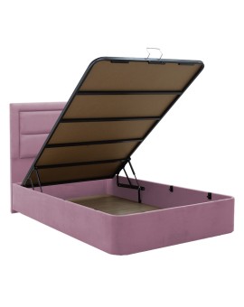 Κρεβάτι ημίδιπλο Luzia pakoworld ύφασμα ροζ 120x200εκ
