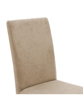 Καρέκλα Ditta pakoworld ύφασμα εκρού-πόδι μασίφ ξύλο μαύρο