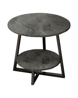 Τραπέζι σαλονιού Rota MDF ανθρακί μαρμάρου-μαύρο Φ60x60cm