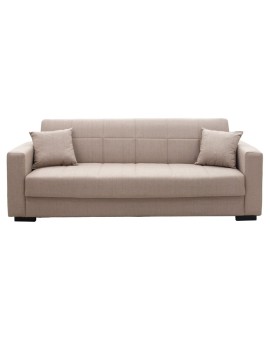 Kαναπές κρεβάτι Vox pakoworld 3θέσιος ύφασμα μπεζ 212x77x80εκ