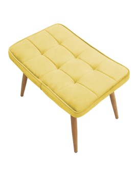 Πολυθρόνα Maddison με υποπόδιο-μαξιλάρι pakoworld βελούδο κίτρινο-φυσικό 68x72x98εκ