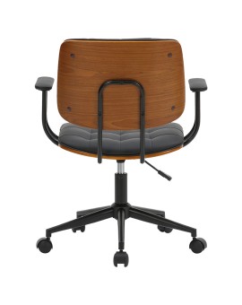 Καρέκλα γραφείου εργασίας Endika pakoworld μαύρο pu - ξύλο καρυδί