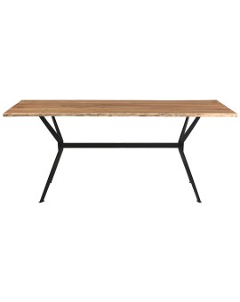 Τραπέζι Slim pakoworld μασίφ ξύλο ακακίας καρυδί-πόδι μαύρο 160x85x74.6εκ