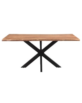 Τραπέζι Slim pakoworld μασίφ ξύλο ακακίας καρυδί-πόδι μαύρο 180x90x75.6εκ
