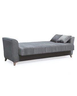 Kαναπές κρεβάτι Asma pakoworld 3θέσιος βελουτέ γκρι-ποντικί 217x76x85εκ