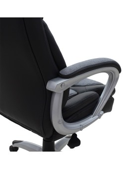 Καρέκλα γραφείου διευθυντή Lockie pakoworld με PU μαύρο-ύφασμα γκρι
