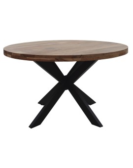 Τραπέζι Bowie pakoworld ξύλο ακακίας φυσικό-πόδι μαύρο 130x130x78εκ