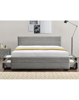 Κρεβάτι διπλό Antigone pakoworld ύφασμα γκρι με αποθηκευτικό χώρο 160x200εκ