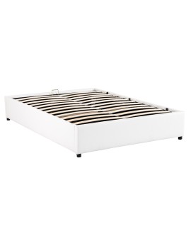 Κρεβάτι διπλό Circe pakoworld PU λευκό με αποθηκευτικό χώρο 150x200εκ