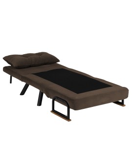 Πολυθρόνα-κρεβάτι Ethereal pakoworld ύφασμα καφέ-μαύρο 60x78x78εκ
