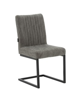 Καρέκλα Maclean pakoworld ύφασμα γκρι-βάση μαύρο