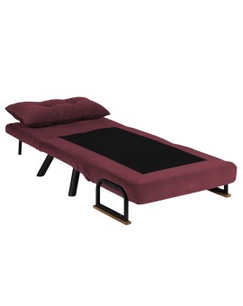 Πολυθρόνα-κρεβάτι Ethereal pakoworld ύφασμα κεραμιδί-μαύρο 60x78x78εκ