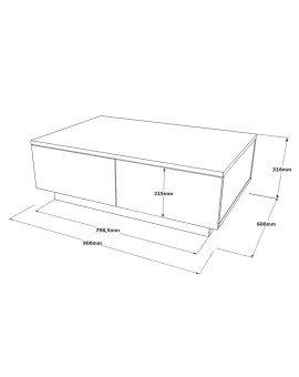 Τραπέζι σαλονιού Thunder pakoworld sonoma-λευκό 90x60x31.5εκ