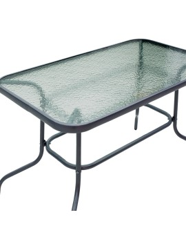 Τραπέζι Valor pakoworld μέταλλο ανθρακί-γυαλί 110x60x70εκ