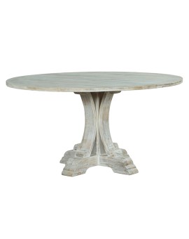 Τραπέζι Promise pakoworld μασίφ ξύλο mango λευκό antique Φ150x77εκ