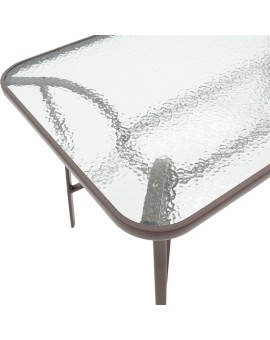 Τραπέζι Ensure pakoworld μέταλλο καφέ-γυαλί tempered 140x80x70εκ