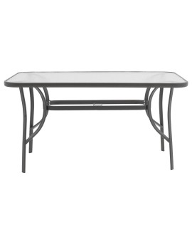 Τραπέζι Ensure pakoworld μέταλλο ανθρακί-γυαλί tempered 140x80x70εκ