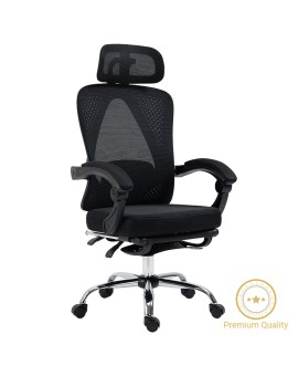 Καρέκλα γραφείου διευθυντή με υποπόδιο Titan pakoworld Premium Quality ύφασμα-mesh χρώμα μαύρο