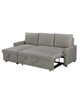 Γωνιακός καναπές κρεβάτι Infuse pakoworld με αποθηκευτικό χώρο γκρι ύφασμα 203x130x88εκ