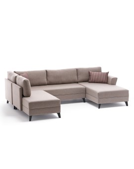 Πολυμορφικός καναπές κρεβάτι PWF-0536 pakoworld ύφασμα κρεμ 300x202x78εκ