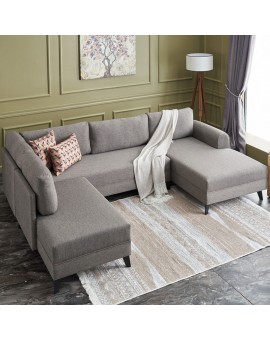 Πολυμορφικός καναπές κρεβάτι PWF-0534 pakoworld ύφασμα καφέ 300x202x78εκ