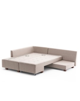 Γωνιακός καναπές κρεβάτι PWF-0517 pakoworld δεξιά γωνία ύφασμα κρεμ-καρυδί 282x206x85εκ