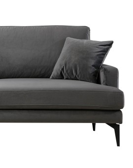 Γωνιακός καναπές Fortune pakoworld δεξιά γωνία βελούδο ανθρακί-μαύρο 283x180x88εκ