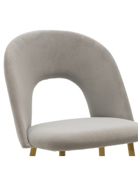 Καρέκλα Jonah pakoworld βελούδο γκρι-φυσικό πόδι