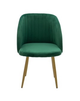 Πολυθρόνα Oasis pakoworld βελούδο σκούρο πράσινο-φυσικό πόδι