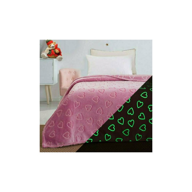 Κουβέρτα μονή φωσφορίζουσα Art 6257 160x220 Ροζ Beauty Home
