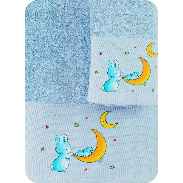 Πετσέτες Σετ 2ΤΜΧ Bunny Σιέλ 70 x 120 / 30 x 50 cm