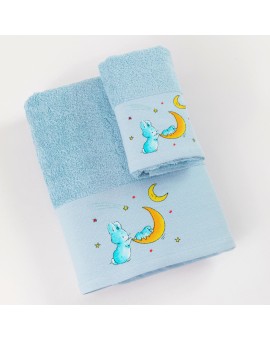 Πετσέτες Σετ 2ΤΜΧ Bunny Σιέλ 70 x 120 / 30 x 50 cm