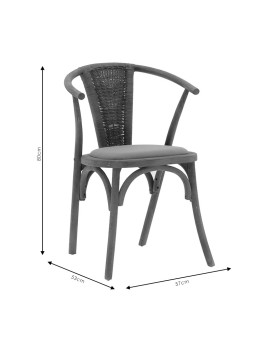 Καρέκλα Dourel pakoworld ύφασμα γκρι-rattan πόδι φυσικό