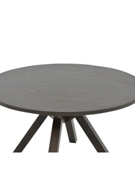 Τραπέζι Biron pakoworld φυσικό ξύλo rubberwood-ΜDF καφέ-ανθρακί Φ120x75εκ