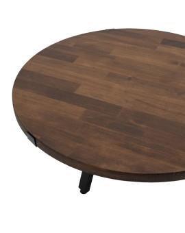 Τραπέζι σαλονιού Zenith pakoworld ξύλο πεύκου 35mm καρυδί Φ80x39εκ