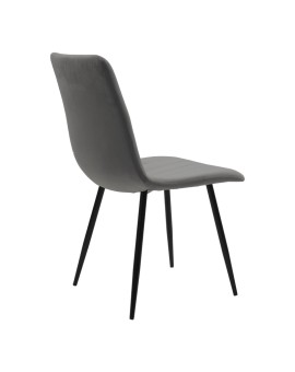 Καρέκλα Noor pakoworld ανθρακί βελούδο-πόδι μαύρο μέταλλο 44x55x86εκ