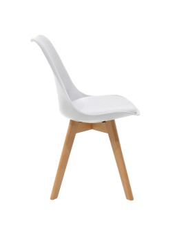 Καρέκλα Gaston pakoworld PP-PU λευκό-φυσικό πόδι 53.5x48.5x83εκ