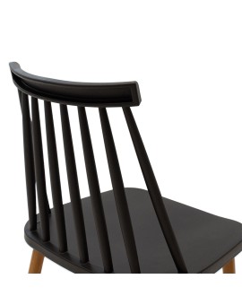 Καρέκλα Aurora pakoworld PP μαύρο-φυσικό πόδι 43x48x79εκ.