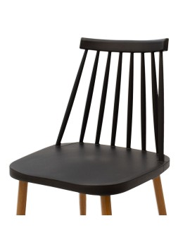 Καρέκλα Aurora pakoworld PP μαύρο-φυσικό πόδι 43x48x79εκ.