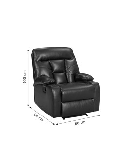 Πολυθρόνα relax με ποτηροθήκη Terpsi pakoworld μαύρο PU 80x94x100εκ
