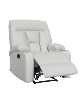 Πολυθρόνα relax με ποτηροθήκη Terpsi pakoworld λευκό PU 80x94x100εκ