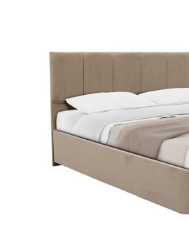 Κρεβάτι διπλό Cassian pakoworld ύφασμα εκρού 150x200εκ