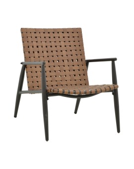 Πολυθρόνα κήπου Eamon  pakoworld αλουμίνιο μαύρο textilene καφέ 73.5x62x77εκ