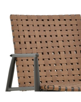 Πολυθρόνα κήπου Eamon  pakoworld αλουμίνιο μαύρο textilene καφέ 73.5x62x77εκ