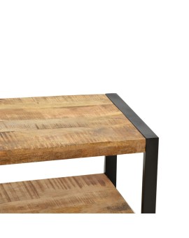 Τραπέζι σαλονιού Miles pakoworld μασίφ ξύλο mango καρυδί-μαύρο 100x45x45,5εκ