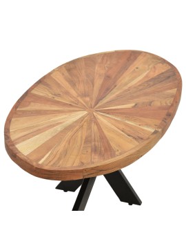 Τραπέζι Fardy pakoworld οβάλ μασίφ ξύλο ακακίας καρυδί-μαύρο-φυσικό 120x60x45εκ