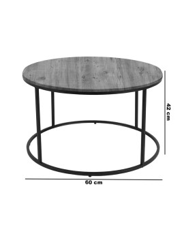 Τραπέζι σαλονιού Emilian pakoworld oak μελαμίνης-μαύρο μέταλλο Φ60x42εκ