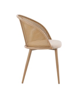 Καρέκλα Riccardo pakoworld φυσικό pe rattan-μπεζ ύφασμα-φυσικό μέταλλο 56x52x82εκ
