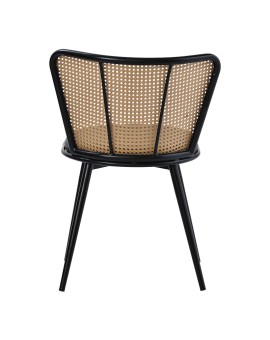 Καρέκλα Daniele pakoworld φυσικό pe rattan-ανθρακί pu-μαύρο μέταλλο 46.5x57.5x77.5εκ